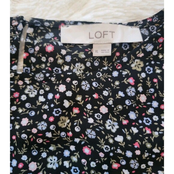 Loft Womens Floral Short Bell Sleeve Top Size XL - Picture 8 of 11